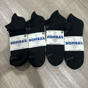 Bombas Men's Solids Ankle 4-Pack Comfort Black Socks Classic Style Size XL
